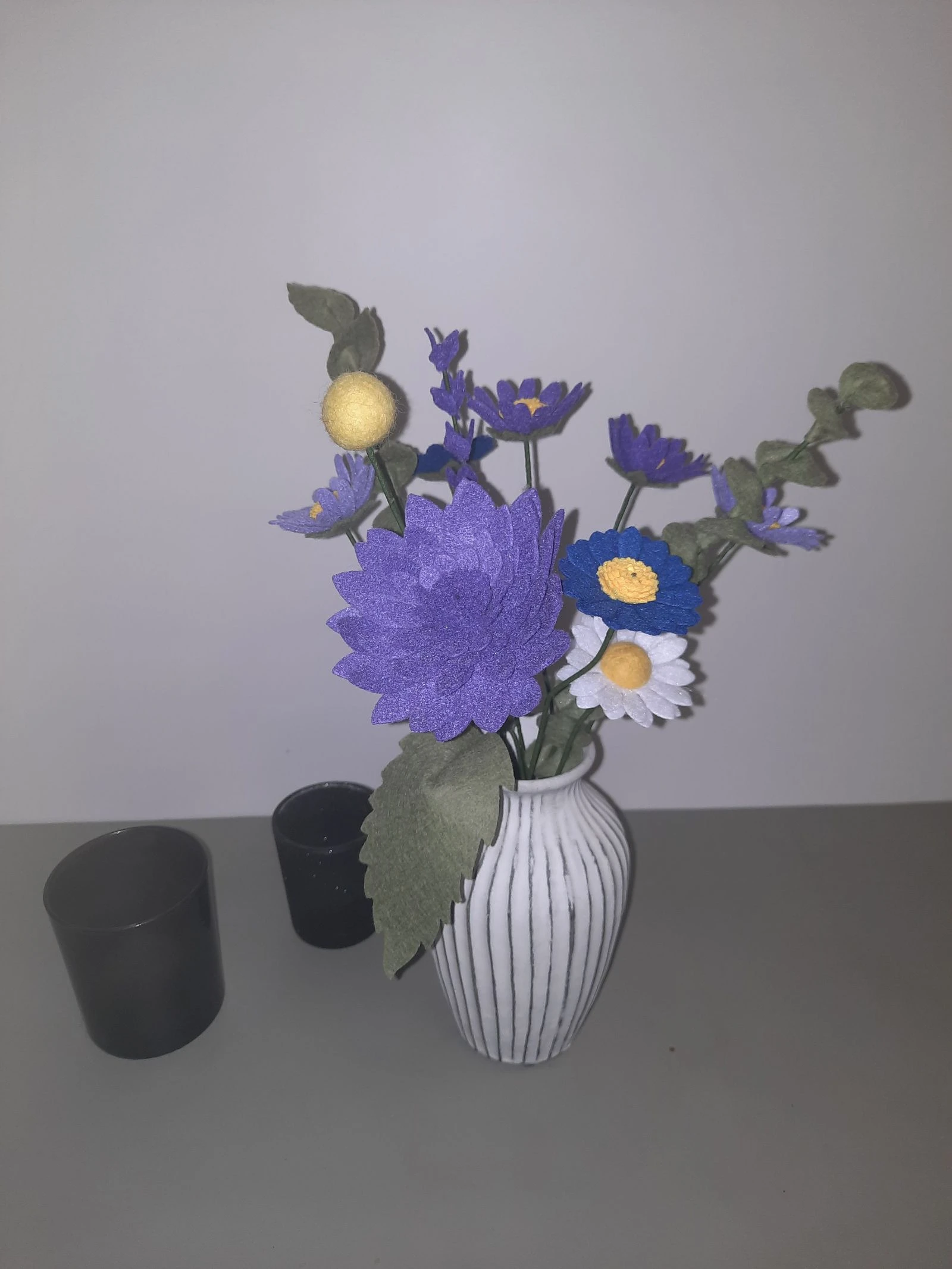Handmade felt flowers lilac with matching little vase – photo 7